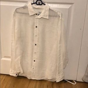 Armani White Linen Button Down Shirt